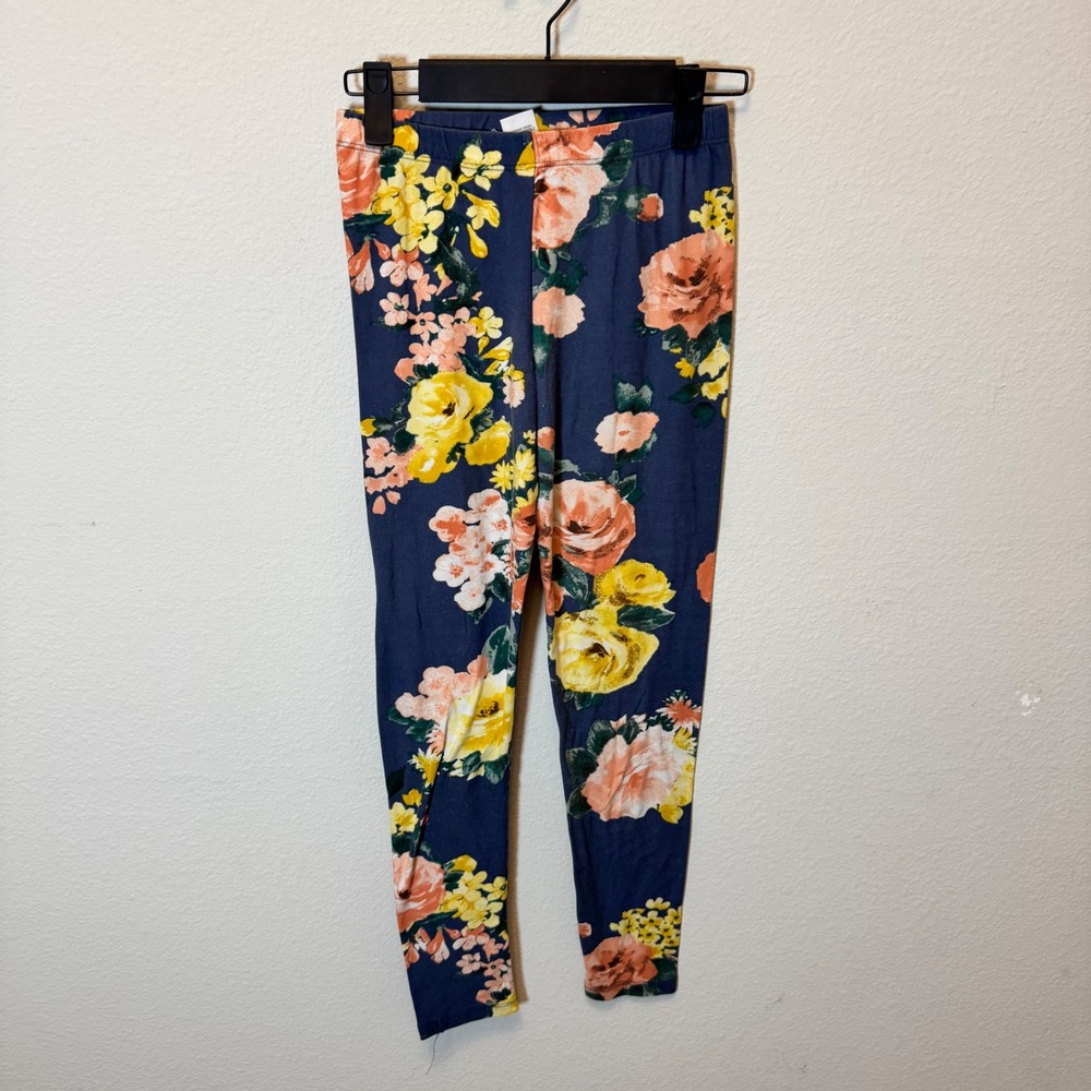 Planet Gold Navy Blue Floral Print Leggings Size‎ S
